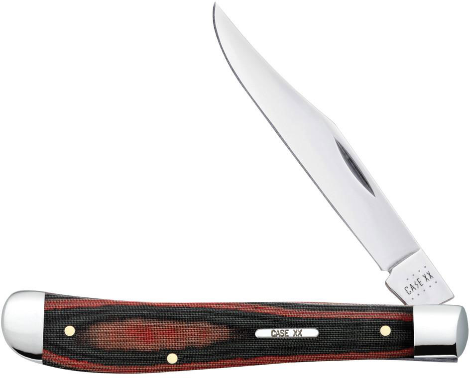 Case Black and Red Micarta Smooth Slimline Trapper Pocket Knife (27857)