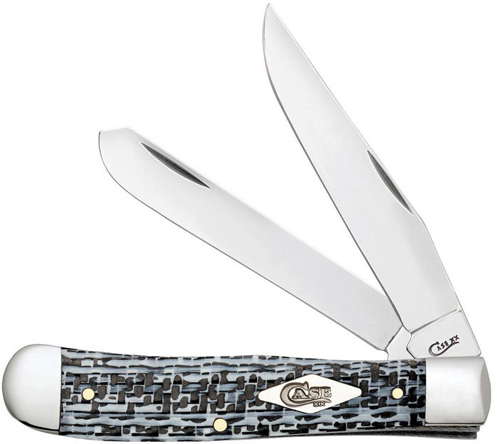 Case White & Black Carbon Fiber G-10 Weave Smooth Trapper Pocket Knife (38920)