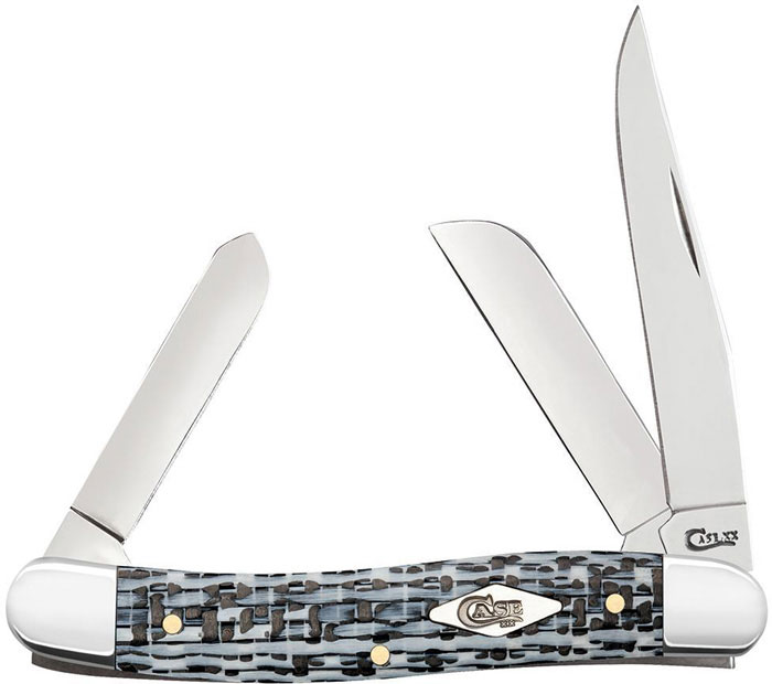Case White & Black Carbon Fiber gG-10 Weave Smooth Medium Stockman Pocket Knife (38923)