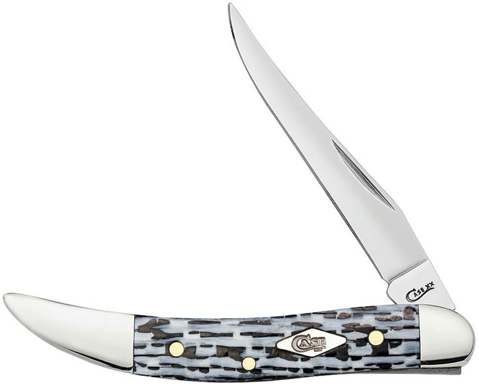 Case White & Black Carbon Fiber G-10 Weave Smooth Small Texas Toothpick Pocket Knife (38925)