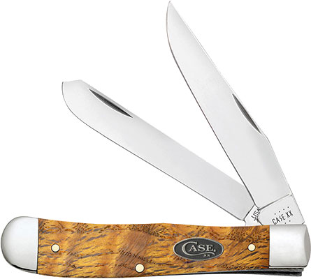 Case Yellow Curly Oak Trapper Pocket Knife (47120)