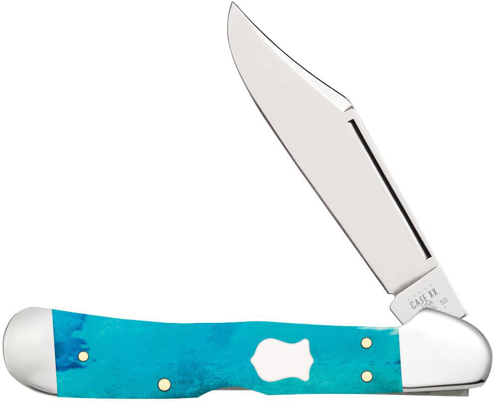 Case Caribbean Blue Bone Smooth Copperlock Pocket Knife (50666)