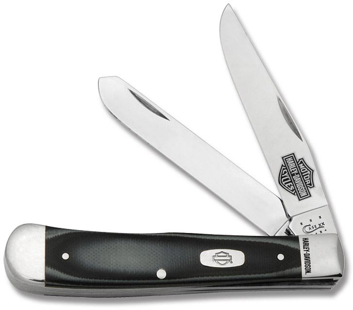 Case Harley-Davidson Silver & Black G10 Trapper Folding Knife (52073)