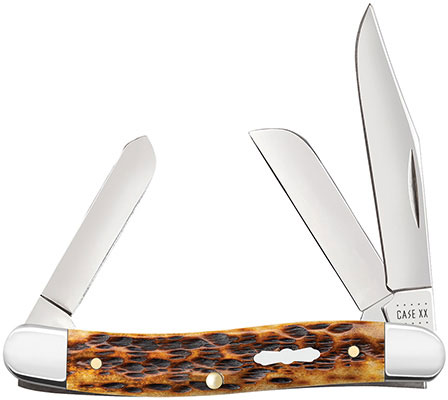 Case Pocket Worn Antique Bone Peach Seed Jig Medium Stockman Pocket Knife (55223)