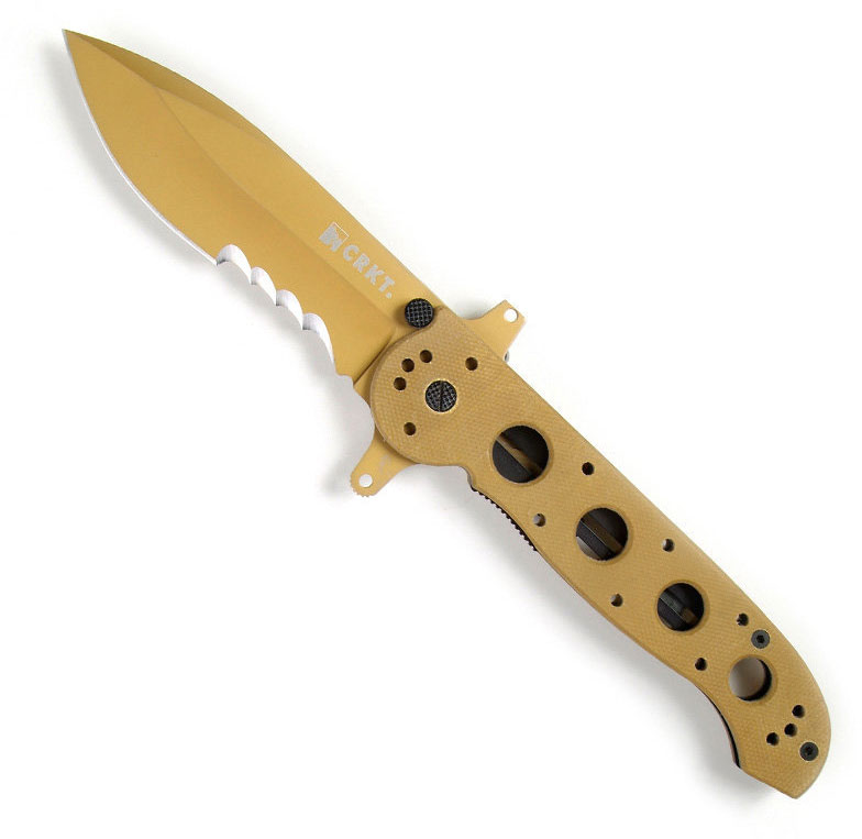 Columbia River M21-14DSFG Folding Knife w/Veff Serrated Deep Bellied Spear Blade, Tan M21-14DSFG