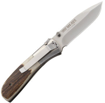 Columbia River M4 Folding Knife w/Plain Edge and Stag Handle M4-02S
