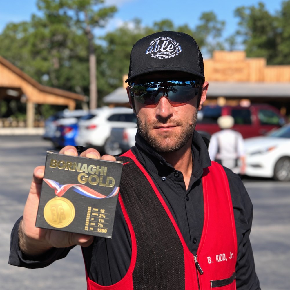 Brad Kidd Jr. holding a box of Bornaghi Gold shells