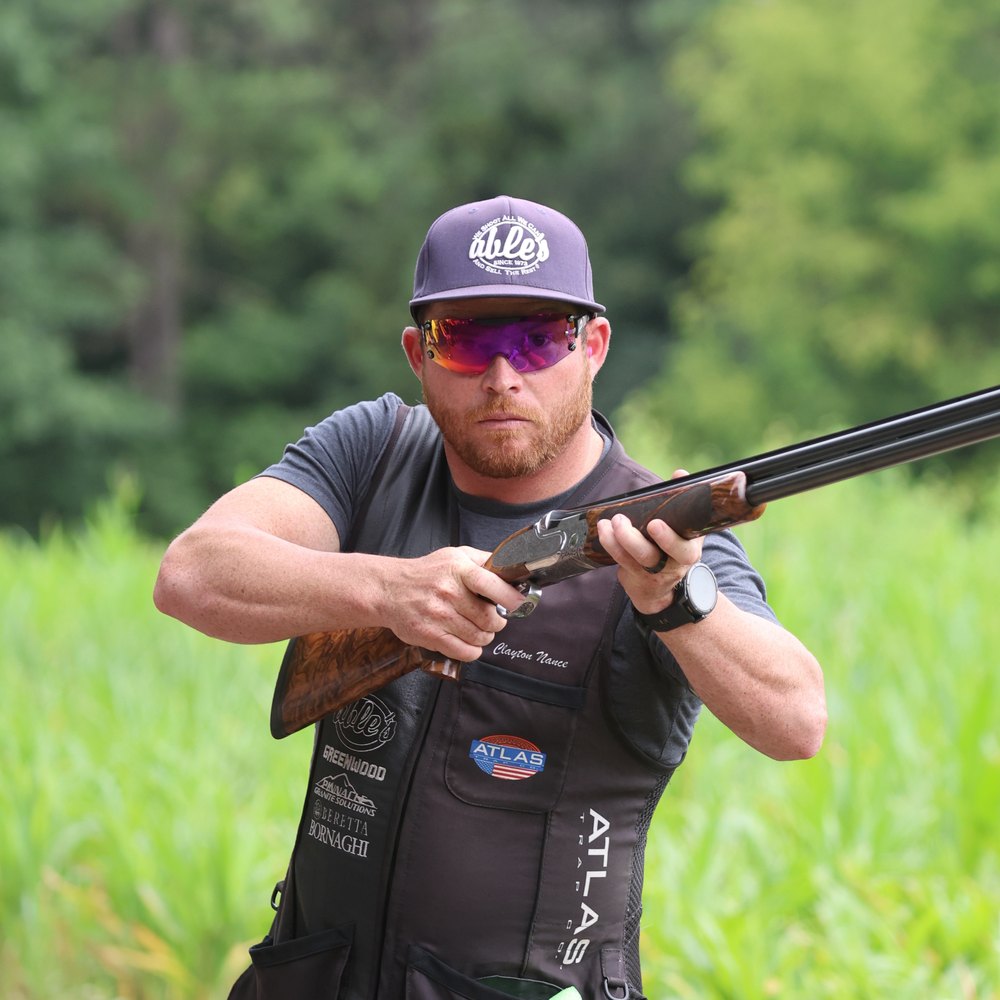 Clayton Nance preparing to shoot a clay target