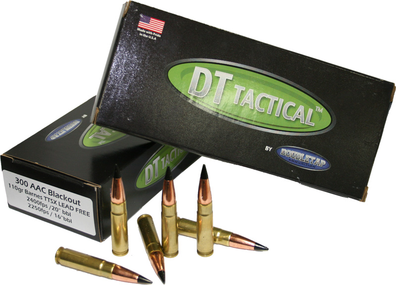 DoubleTap Rifle Ammunition 300BLK110X, 300 AAC Blackout, Barnes TAC-XP, 110 GR, 2400 fps, 20 Rd/bx