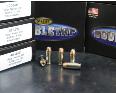DoubleTap Handgun Ammunition 40180N20, 40 S&W,  Jacketed Hollow Point (JHP), 180 GR, 1100 fps,  20 Rd/bx