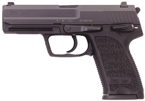 Heckler & Koch USP40 Standard DA/SA Pistol w/Safety 704001A5, 40 S&W, 4.25 in, Black Polymer Grip, Black Finish, Fixed Sights, 10 Rd