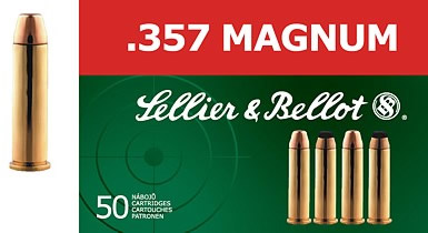 Sellier & Bellot Pistol Ammuntion SB357A, 357 Magnum, Full Metal Jacket (FMJ), 158 GR, 1400 fps, 50 Rd/bx