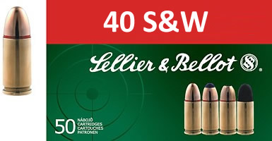 Sellier & Bellot Pistol Ammuntion SB40B, 40 S&W, Full Metal Jacket (FMJ), 180 GR, 985 fps, 50 Rd/bx