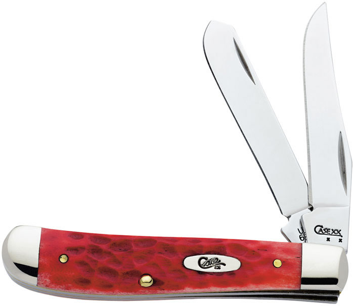 Case Mini Trapper Dark Red Bone Clip/Spey Folding Knife w/Plain Edge (06983)