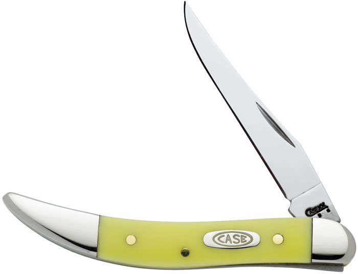 Case Small Texas Toothpick Yellow Clip Folding Knife w/Plain Edge (00091)