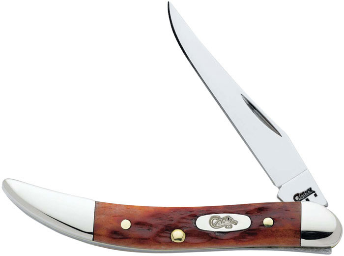 Case Small Texas Toothpick Chestnut Bone Clip Folding Knife w/Plain Edge (07005)