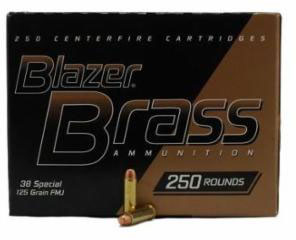 CCI Blazer Brass Handgun Ammunition 52041, 38 Special, Full Metal Jacket (FMJ), 125 GR, 865 fps, 250 Rd/bx