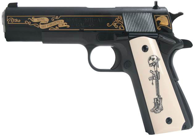 Springfield 1911-A1 Battlefield Cross Limited Edition Pistol PB9108LPCS, 45 ACP, 5", Ivory Style Grip, Parkerized Finish, 7 Rd