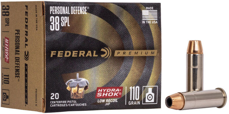 Federal Premium Personal Defense Handgun Ammunition PD38HS3H, 38 Special, Hydra-Shok JHP (JHP), 110 GR, 980 fps, 20 Rd/bx