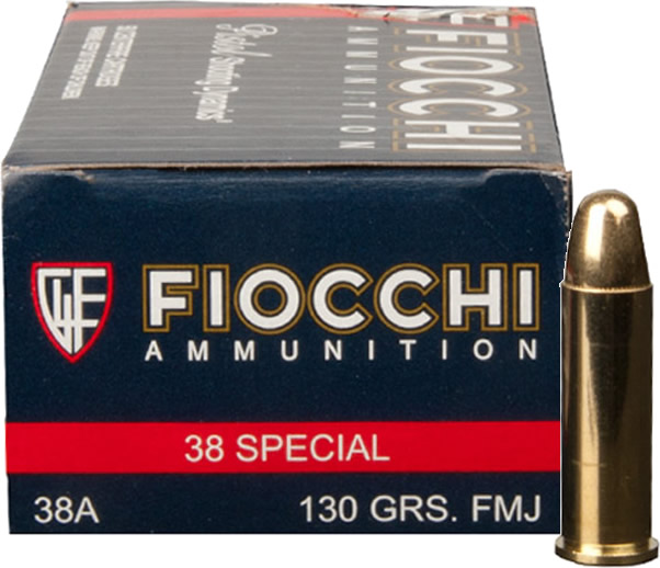Fiocchi Shooting Dynamics Pistol Ammunition 38A, 38 Special, Full Metal Jacket (FMJ), 130 GR, 950 fps, 50 Rd/bx