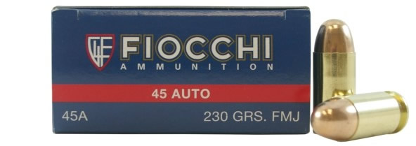 Fiocchi Shooting Dynamics Pistol Ammunition 45A, 45 ACP, Full Metal Jacket (FMJ), 230 GR, 875 fps, 50 Rd/bx