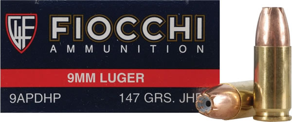 Fiocchi Shooting Dynamics Pistol Ammunition 9APDHP, 9mm, Jacketed Hollow Point (JHP), 147 GR, 1000 fps, 50 Rd/bx