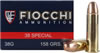 Fiocchi Shooting Dynamics Pistol Ammunition 38G, 38 Special, Full Metal Jacket (FMJ), 158 GR, 930 fps, 50 Rd/bx