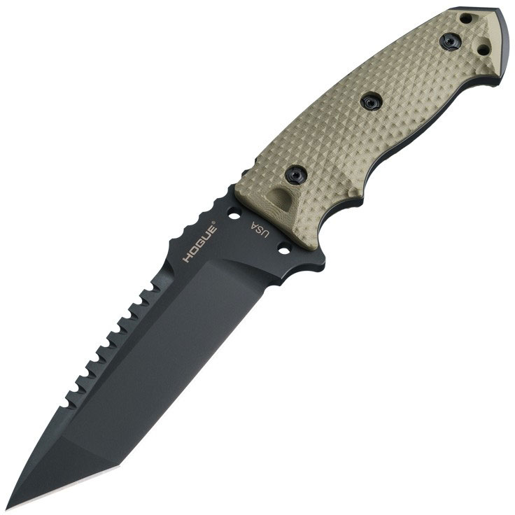 Hogue EX-F01 Fixed Tanto Blade Knife, OD Green G10 (35128)