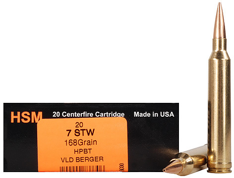 HSM Trophy Gold Rifle Ammo 7STW168VLD, 7mm STW, Berger Hunting VLD, 168 GR,...