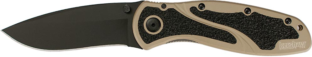 Kershaw Blur Spring-Assisted Folding Knife w/ Desert Sand Airplane Aluminum Handle 