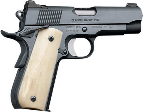 Kimber 3000277 Classic Carry Pro - .45 ACP, 4 in Barrel, Amb. Safety, Charcoal Blue Steel Finish, Ivory G10 Grips, 8 Rd