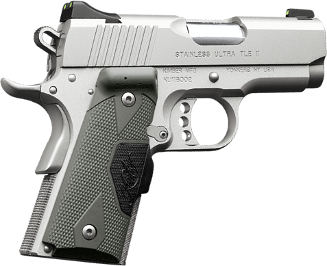 Kimber 3200244 Stainless Ultra TLE II LG Pistol w/Laser - .45 ACP, 3 in, Aluminum Frame, Satin Silver Slide, 7 Rd