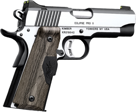 Kimber Eclipse Pro Carry II Pistol 3200305, 45 ACP,  4", Slatewood Grips, Polished Stainless Steel, 8 Rd