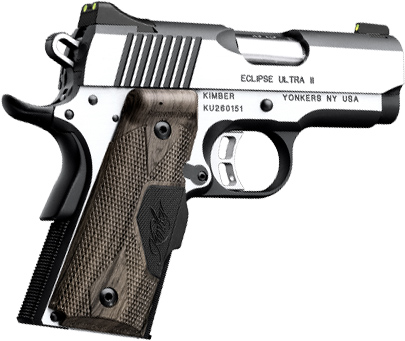 Kimber Eclipse Ultra Carry II Pistol 3200306, 45 ACP,  3", Slatewood Laser Grips, Polished Stainless Steel, 7 Rd