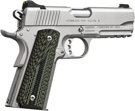 Kimber 3200344 Stainless Pro TLE/RL II  Pistol - 45 ACP, 4 in Barrel, Amb. Safety, Stainless Steel w/Satin Silver Finish