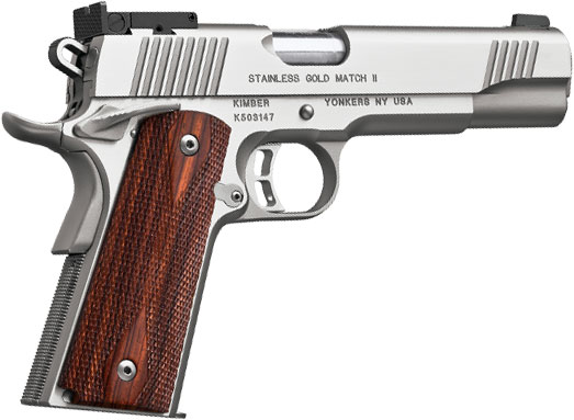 Kimber 3200355 Gold Match Stainless II  Pistol - 45 ACP, 5 in Barrel, Amb. Safety, Polished Stainless Steel Frame/Slide