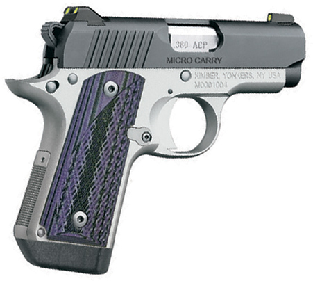 Kimber Micro Advocate Carry Pistol 3300086, 380 ACP, 2.75", Purple/Black Grips, Black Slide, 7 Rd
