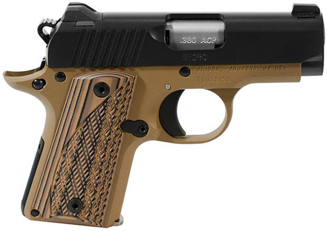 Kimber 3300208 Micro Carry Desert Night (NS) Pistol, 380 ACP, 2-3/4 in Barrel, Matte Black KimPro Slide, Night Sights