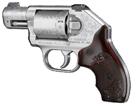 Kimber 3400015 K6S Classic Engraved Revolver, 357 Magnum, 2 in Barrel, Stainless Engraved Finish, Wood Grip