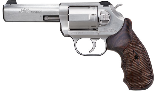 Kimber 3400031 K6S Combat DASA Revolver, 357 Magnum, 4 in Barrel, Brushed Satin Finish, Smooth Walnut Grip