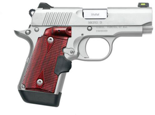 Kimber 3700482 Micro 9 Stainless Rosewood LG Pistol - 9MM, 3.15 in Barrel, Satin Silver Finish