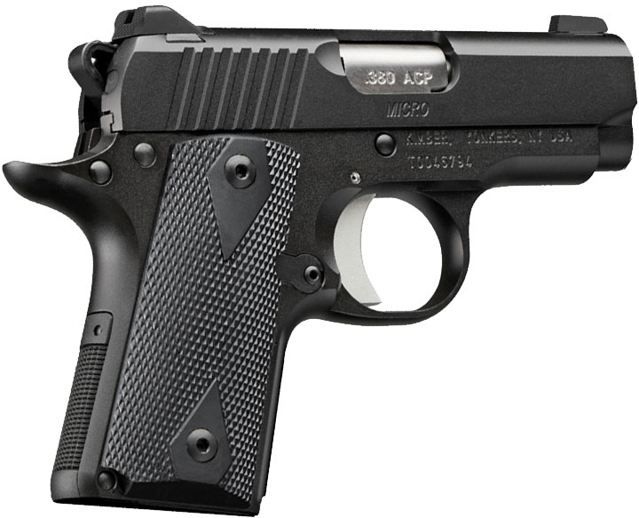 Kimber Micro Black Pistol 3700601, 380 ACP,  2.75", Black Rubber Grips, Black Finish