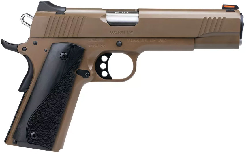 Kimber Custom LW Pistol 3700613, 45 ACP, 5", Gray Laminate Grips, FDE Finish, 8 Rd