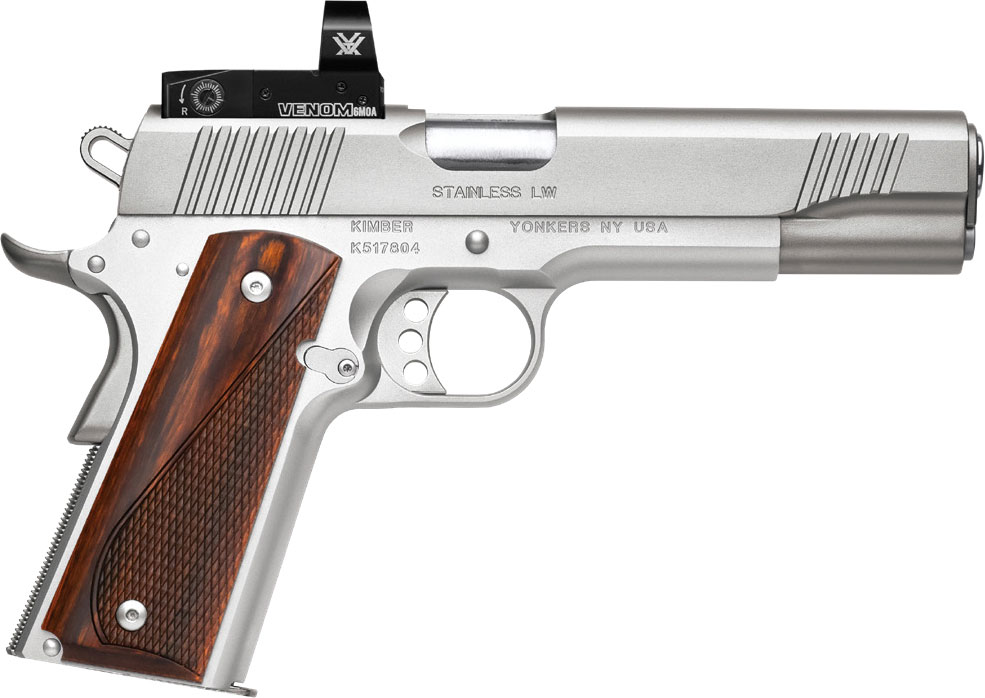 Kimber Stainless LW (OI) Pistol 3700633, 45 ACP,  5", Cocobolo Laminate Grips, Stainless Finish