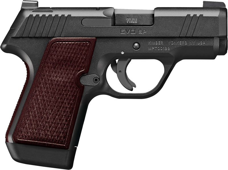Kimber 3900017 EVO SP Select Pistol, 9MM, 3.16 in, Brown Nylon Grip, FNC Black Finish, White 3-Dot Sights