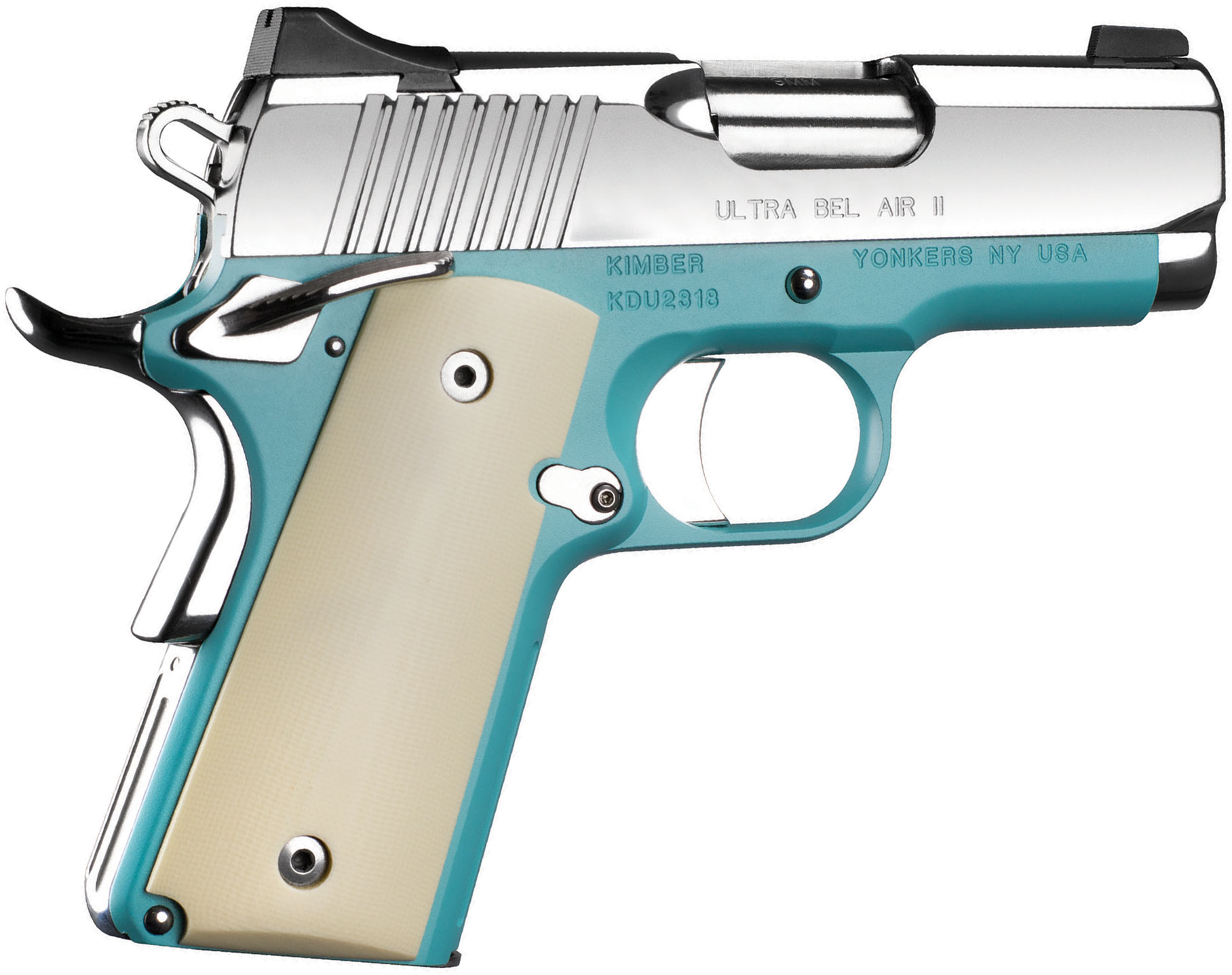 Kimber 3200367 Ultra Bel Air II Pistol, 9mm, 3 in Barrel, Aluminum Frame, Mirror Polished Slide, 8 Rd