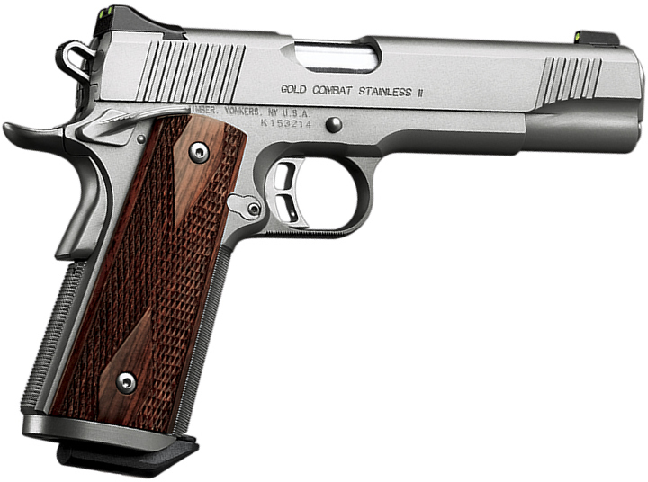 Kimber 3200185 Gold Combat Stainless II Pistol - .45 ACP, 5 in Barrel, Amb. Safety, Satin Stainless Steel Frame/Slide, 8 Rd