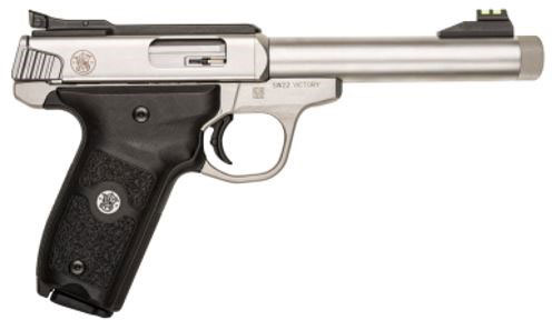 Smith & Wesson SW22 Victory Pistol 10201, 22LR, 5.5 in Threaded, Black Polymer Grip, Satin Stainless Finish, 10 Rds
