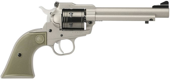 Ruger Super Wrangler Revolver 2046, 22 LR/22 Magnum, 5.5", OD Green Synthetic Grips, Silver Cerakote Finish, 6 rd
