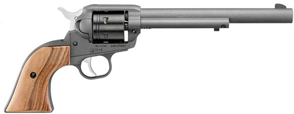 Ruger Wrangler Revolver 2058, 22 LR, 7.5", Wood Grips, Cobalt Blue Cerakote Finish, 6 rd